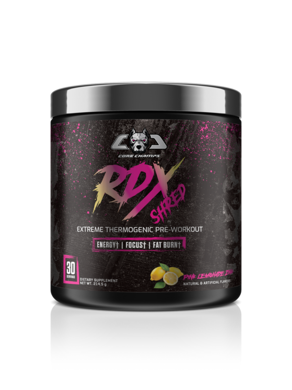 Core Champs RDX Shred Extreme Thermogenic Pre-Workout Pink Lemonade Zing 30 Servings